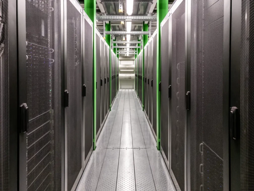 Data centre server room corridor