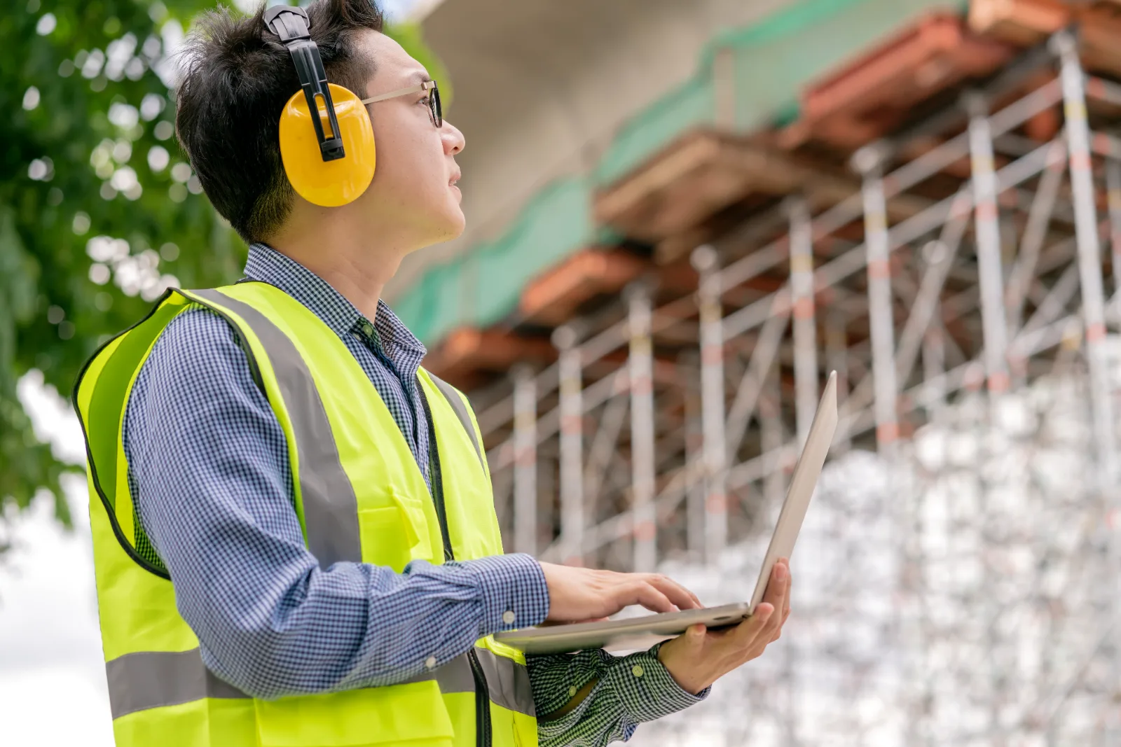 Roctec project manager reviewing works on site